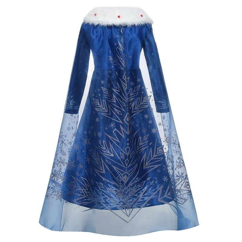 Girls’ Elsa Snow Queen Costume – Princess Dress Cosplay Outfit