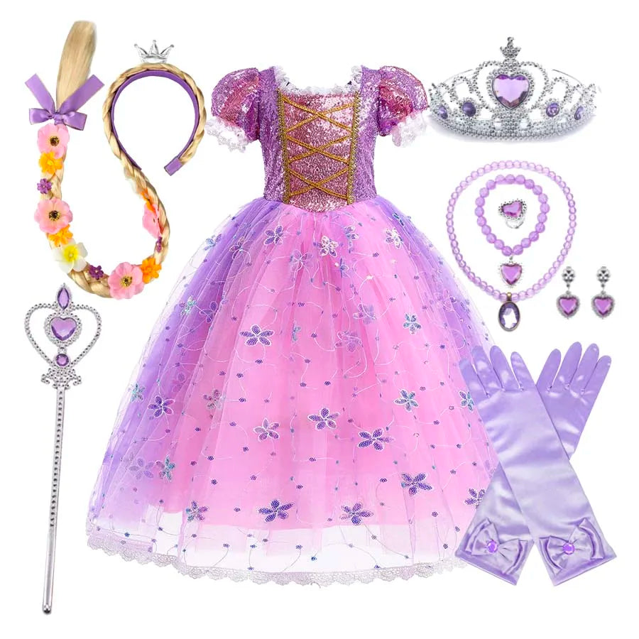 Kids’ Rapunzel Purple Princess Dress – Halloween & Party Costume