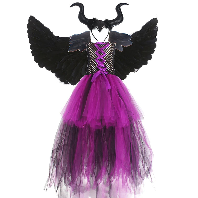 Girls’ Witch Costume – Purple & Black Dress