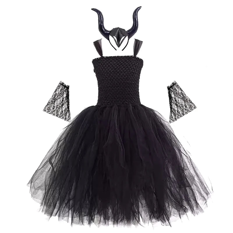 Girls’ Witch Costume – Purple & Black Dress