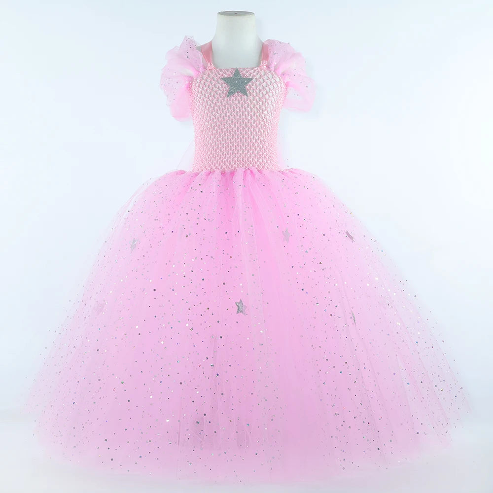 Girls Glinda “Good Witch” Costume – Pink Tutu Dress for Halloween & Parties