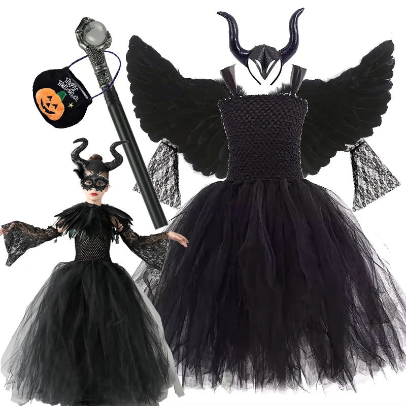 Girls’ Witch Costume – Purple & Black Dress