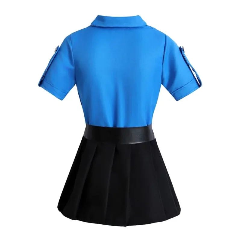 Girl Deluxe Police Dress Dressup Costume Justice Heroes Police Officer Uniform Send Walkie Talkie Baton Toy Gift Halloween Party