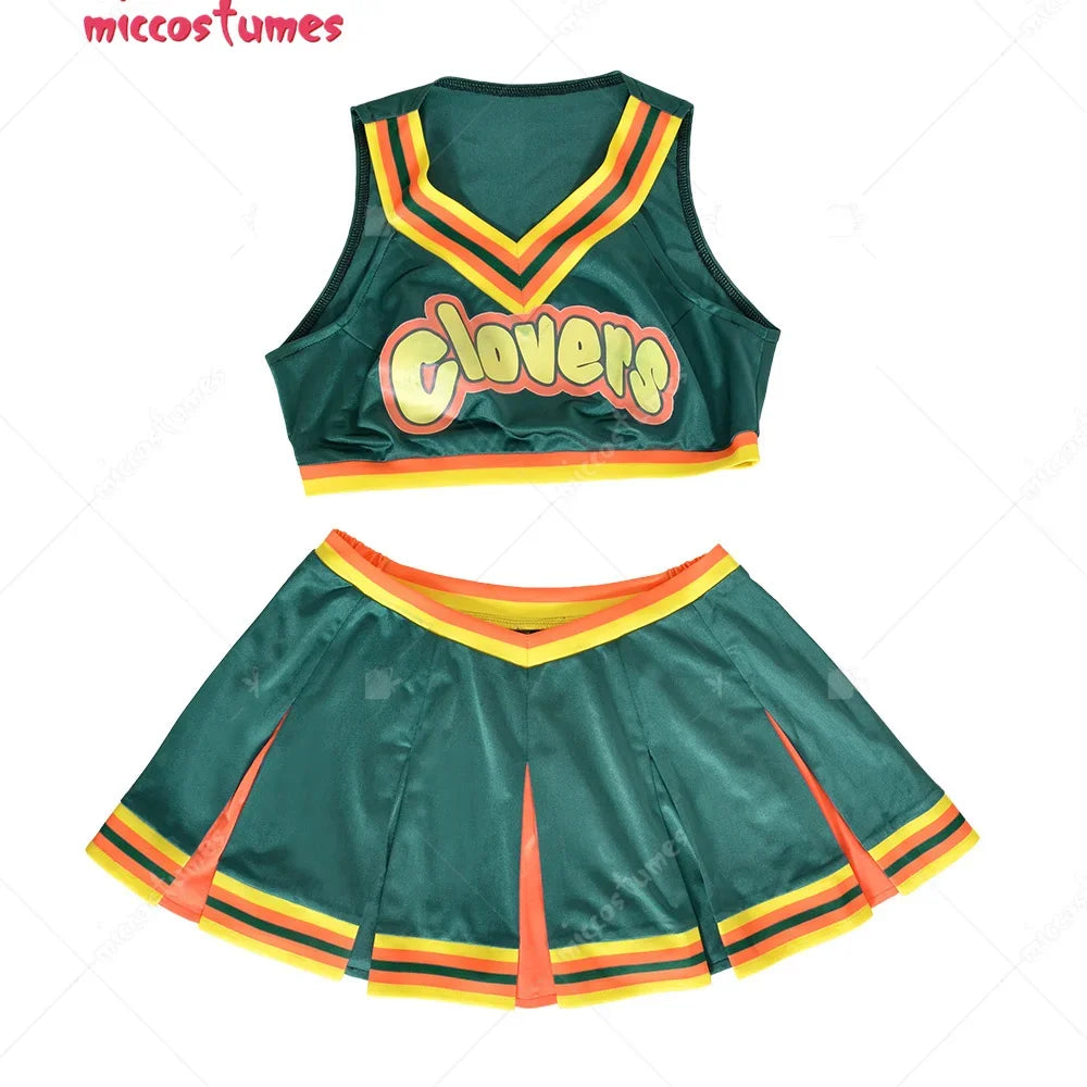 Women Gilrs costume Clovers Green Cheerleader Clovers uniform Cosplay Costume Women Halloween Outfit