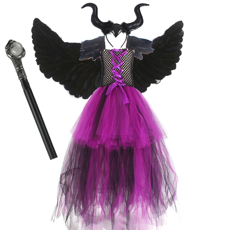 Girls’ Witch Costume – Purple & Black Dress