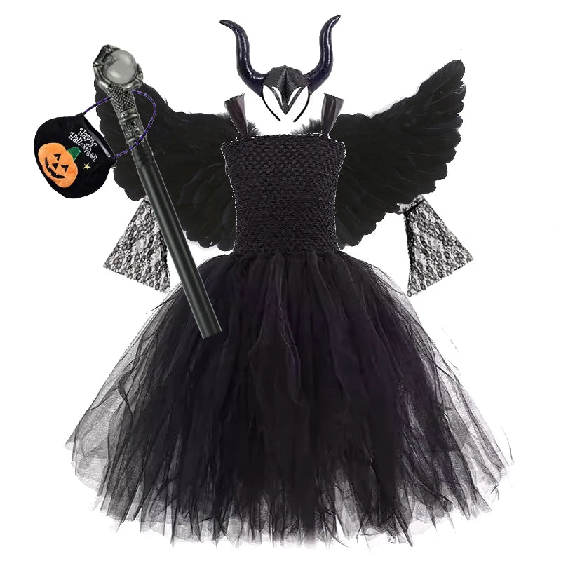 Girls’ Witch Costume – Purple & Black Dress