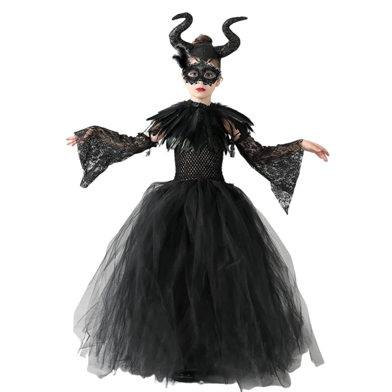 Girls’ Witch Costume – Purple & Black Dress