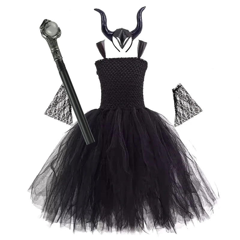 Girls’ Witch Costume – Purple & Black Dress
