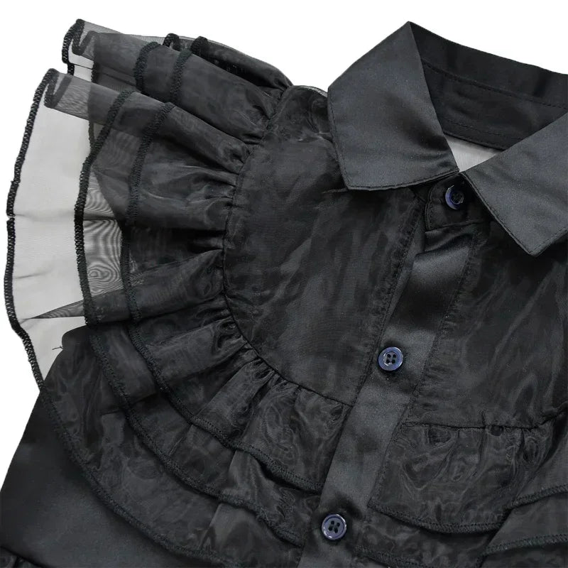 Girls’ Wednesday Addams Costume – Halloween Black Dress