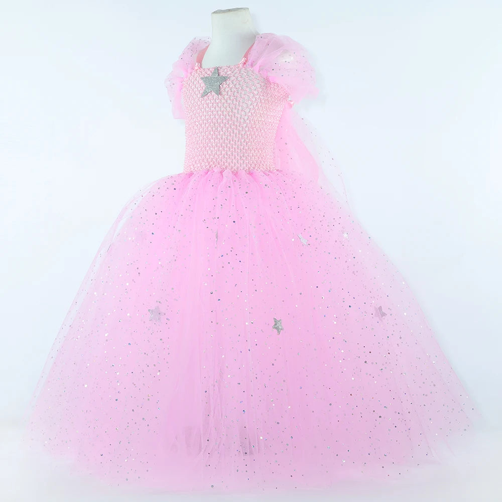 Girls Glinda “Good Witch” Costume – Pink Tutu Dress for Halloween & Parties
