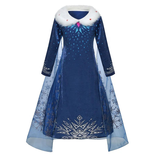 Girls’ Elsa Snow Queen Costume – Princess Dress Cosplay Outfit