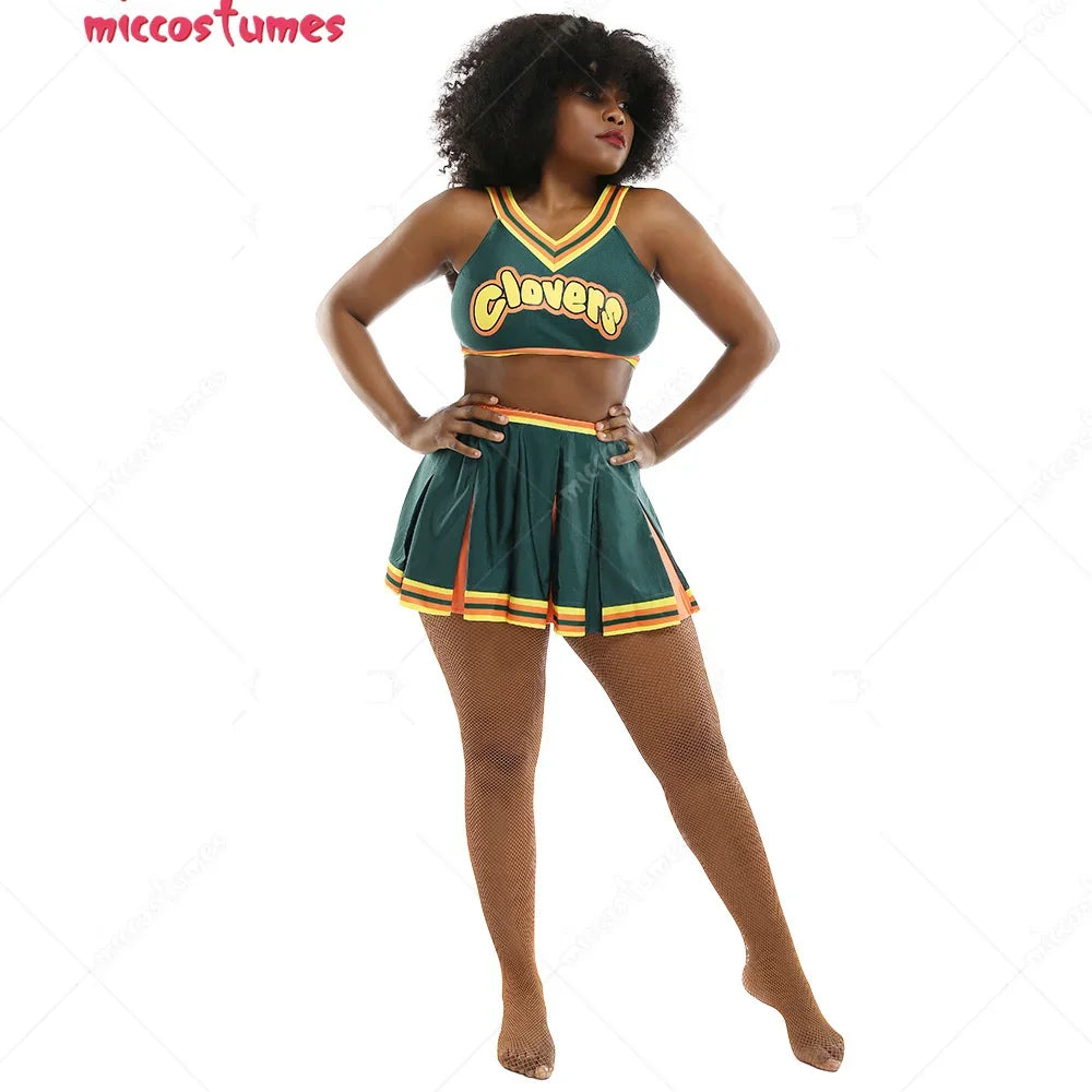 Women Gilrs costume Clovers Green Cheerleader Clovers uniform Cosplay Costume Women Halloween Outfit