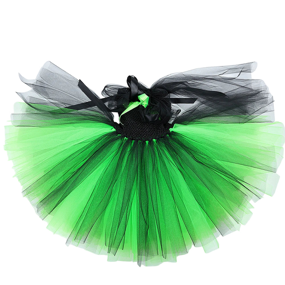 Girls’ Elphaba Witch Costume – Green & Black Dress with Hat and Broom