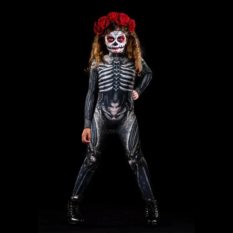 Skeleton Costume – Adult & Kids Spooky Bodysuit