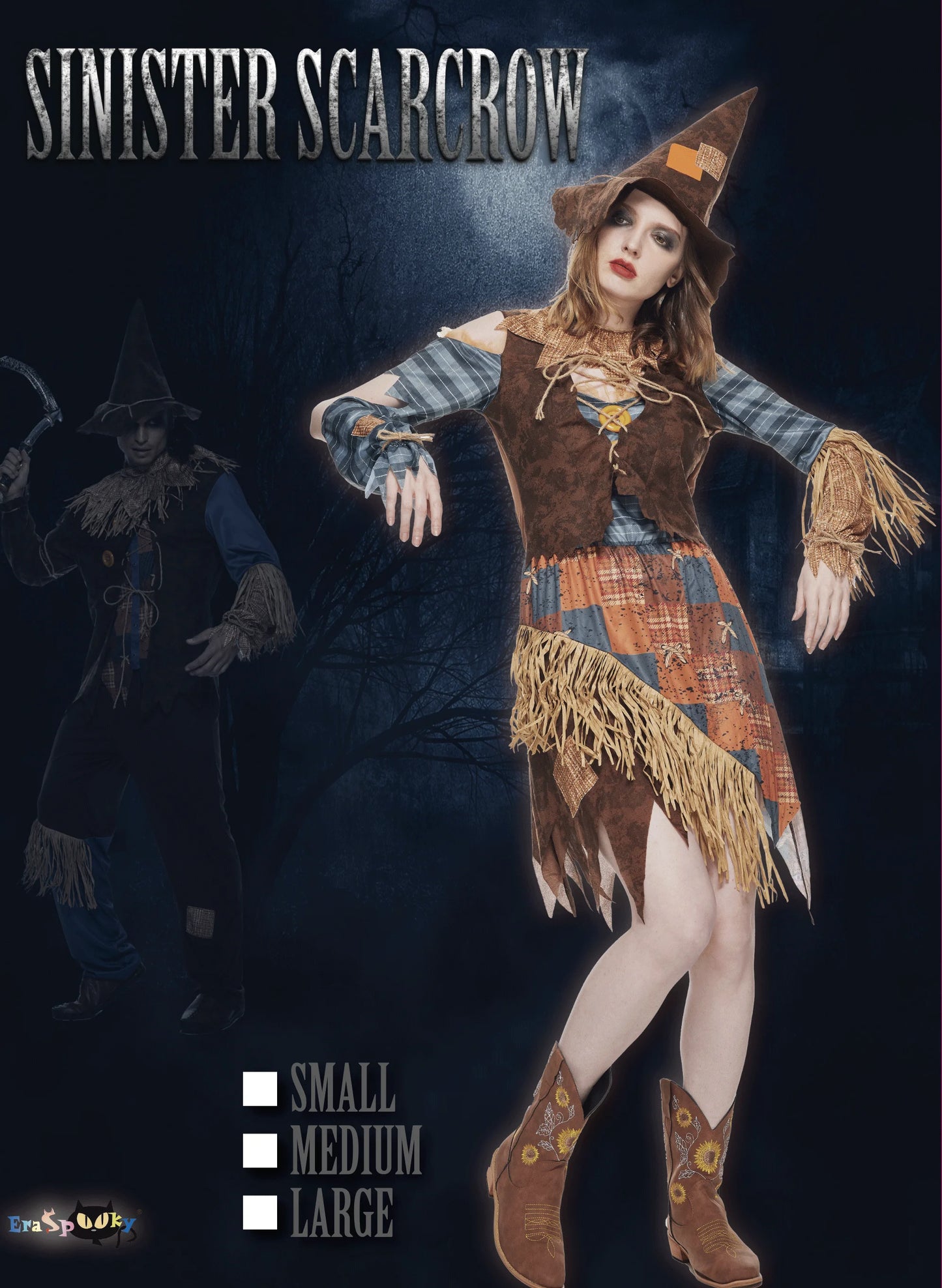 Eraspooky Women Wicked Scarecrow Cosplay Halloween Costumes Stage Show Performance Costume With Hat Carnival Purim Fancy Dress