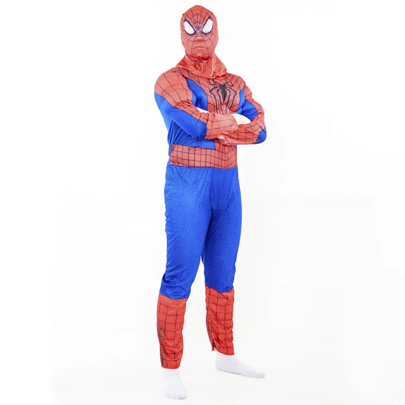 Men’s Iron Man Muscle Costume – Superhero Jumpsuit with Mask