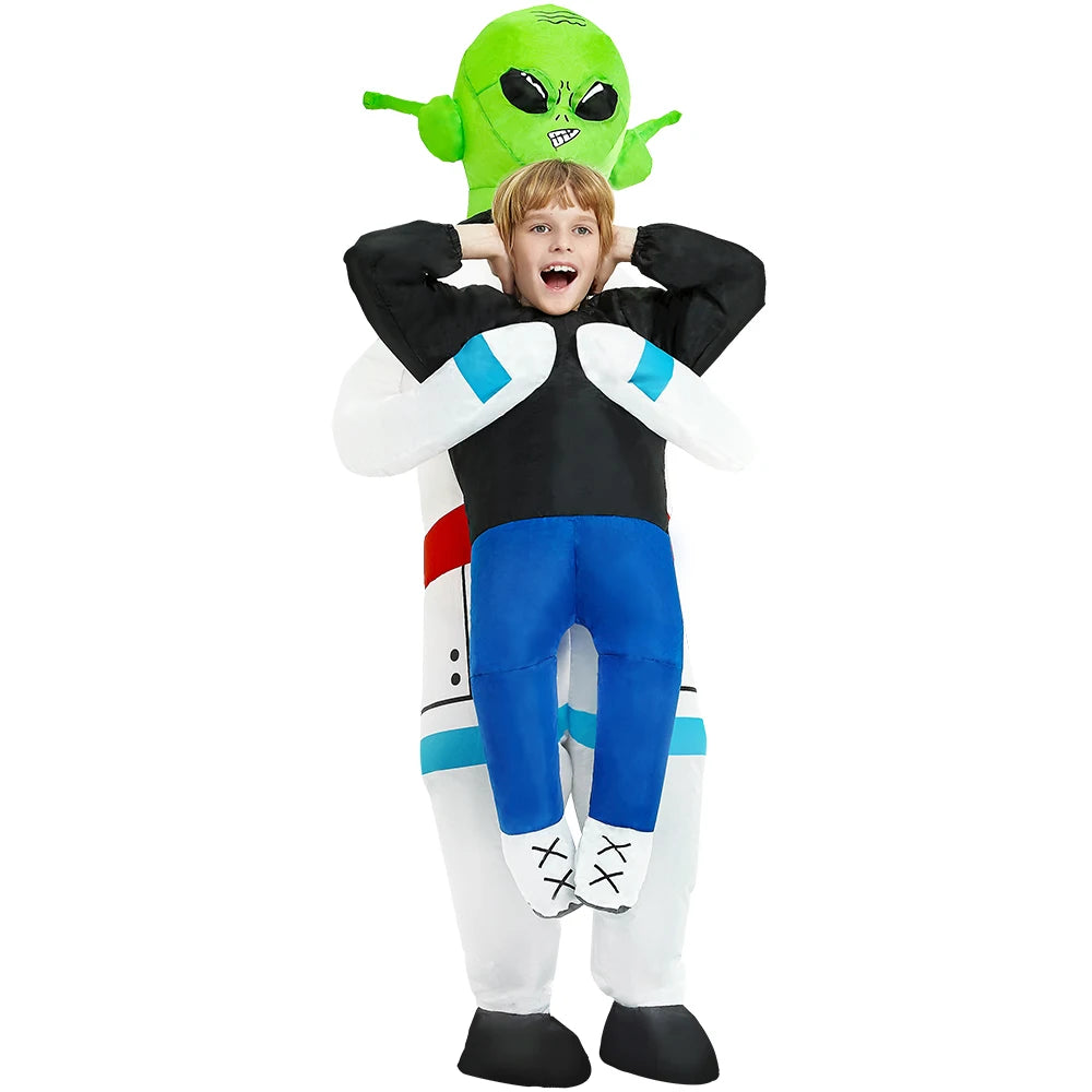 Adult Kids ET Alien Inflatable Costume Funny Fancy Astronaut Cosplay Costume for Halloween Purim Spaceman Inflatable Suits