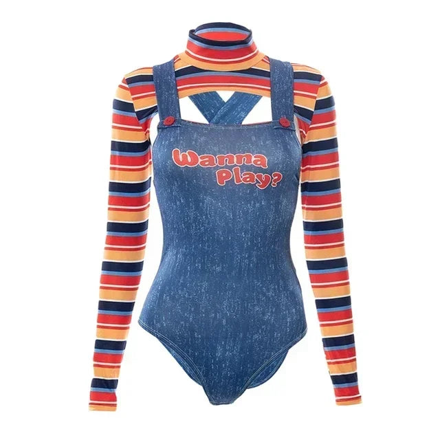 Women’s Chucky Doll Costume – Horror Bodysuit