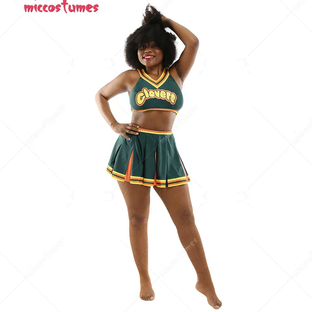 Women Gilrs costume Clovers Green Cheerleader Clovers uniform Cosplay Costume Women Halloween Outfit