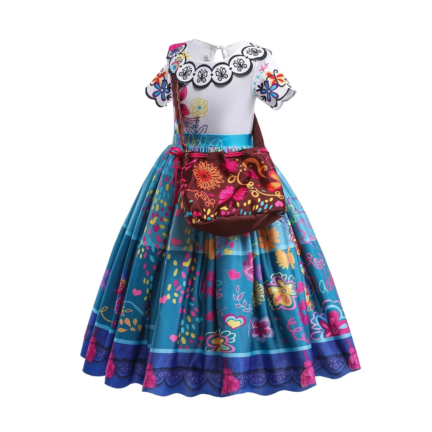 Mirabel Princess Dress For Girls Halloween Cosplay Encanto Costume Kids Birthday Gift Party Dress With Bag Girls Evening Dress