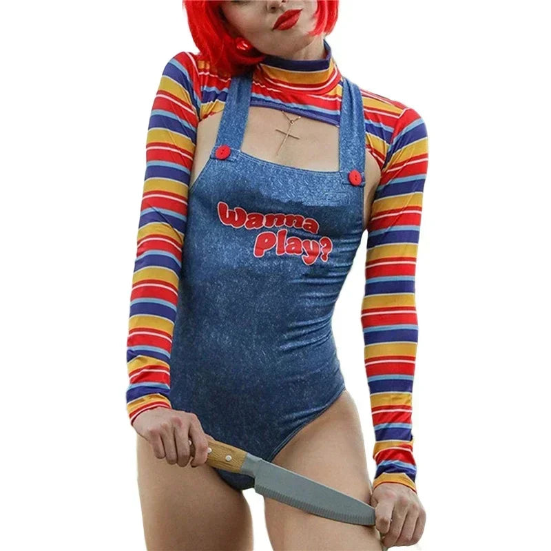 Women’s Chucky Doll Costume – Horror Bodysuit
