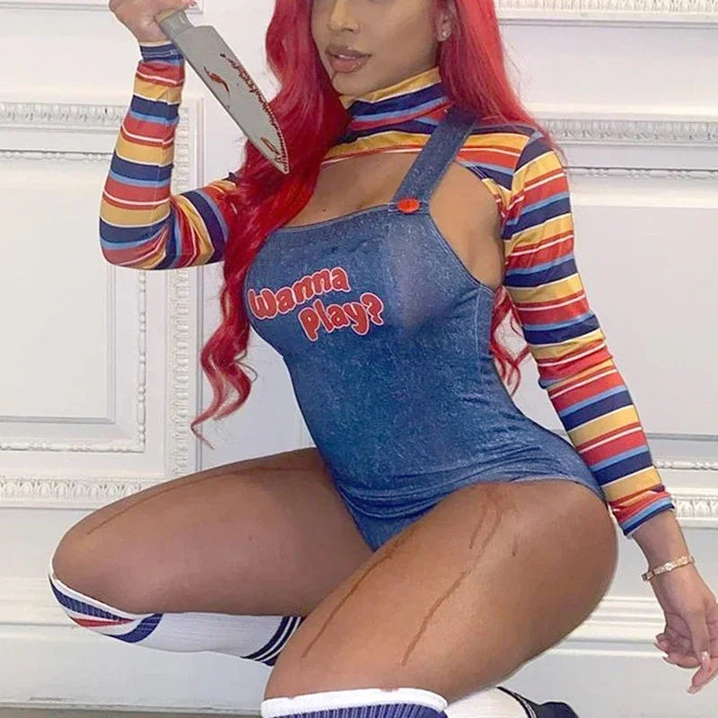 Women’s Chucky Doll Costume – Horror Bodysuit