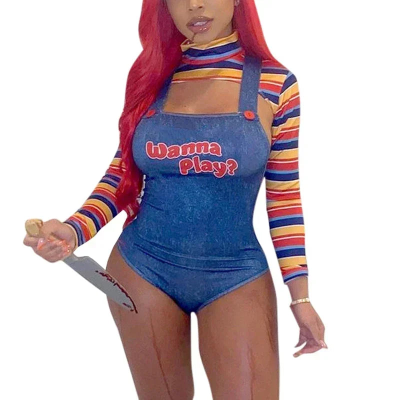 Women’s Chucky Doll Costume – Horror Bodysuit