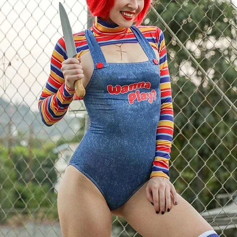 Women’s Chucky Doll Costume – Horror Bodysuit