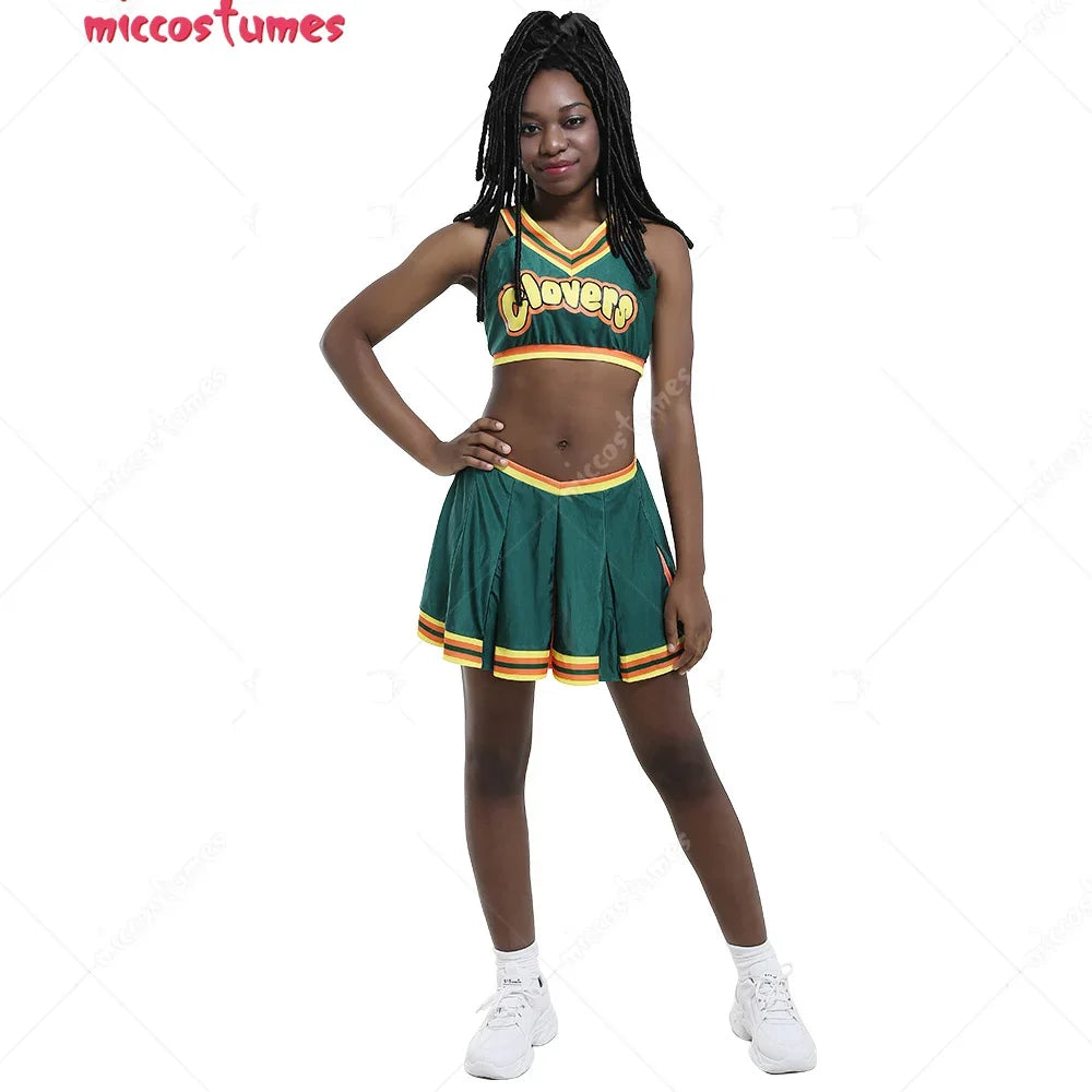 Women Gilrs costume Clovers Green Cheerleader Clovers uniform Cosplay Costume Women Halloween Outfit