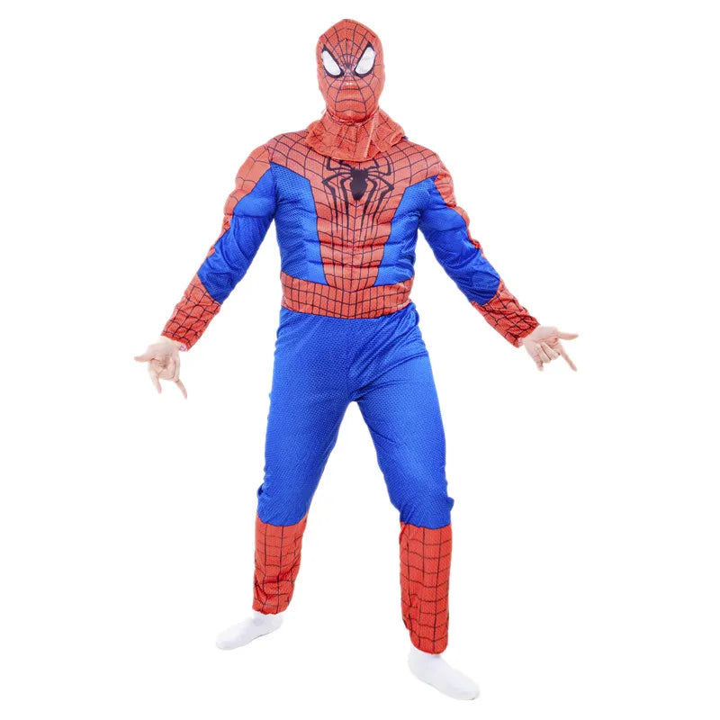 Men’s Iron Man Muscle Costume – Superhero Jumpsuit with Mask