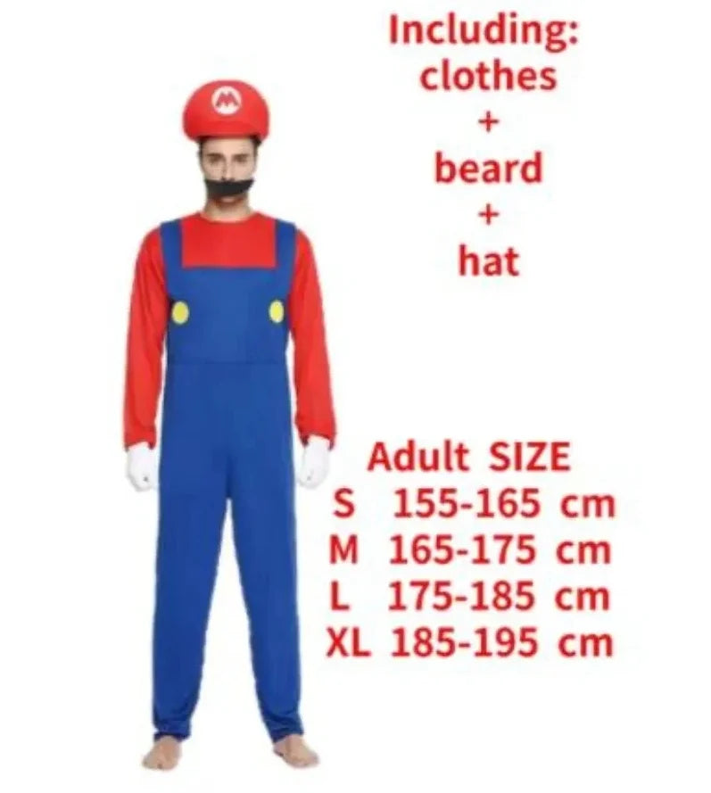 Disguise Men Luigi Deluxe Adult Costume Super Brothers Costume Cosplay Fancy Dress Outfit Halloween womens with Hat and Mustache