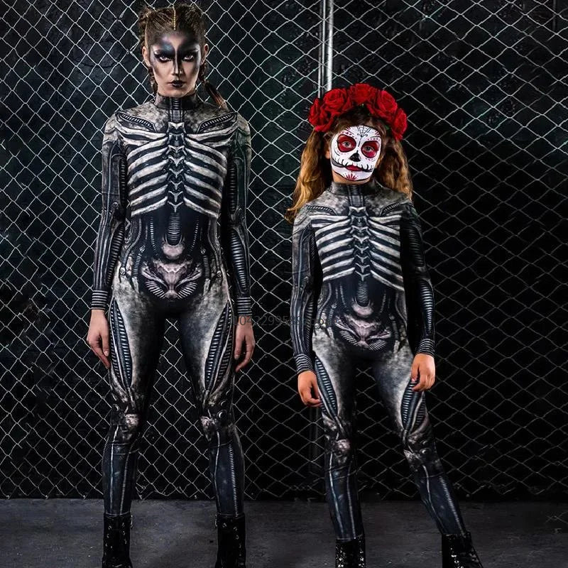 Skeleton Costume – Adult & Kids Spooky Bodysuit